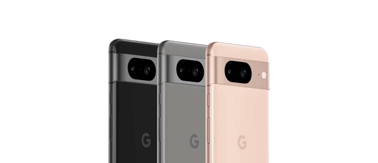 Tres google pixel 8 diferentes colores